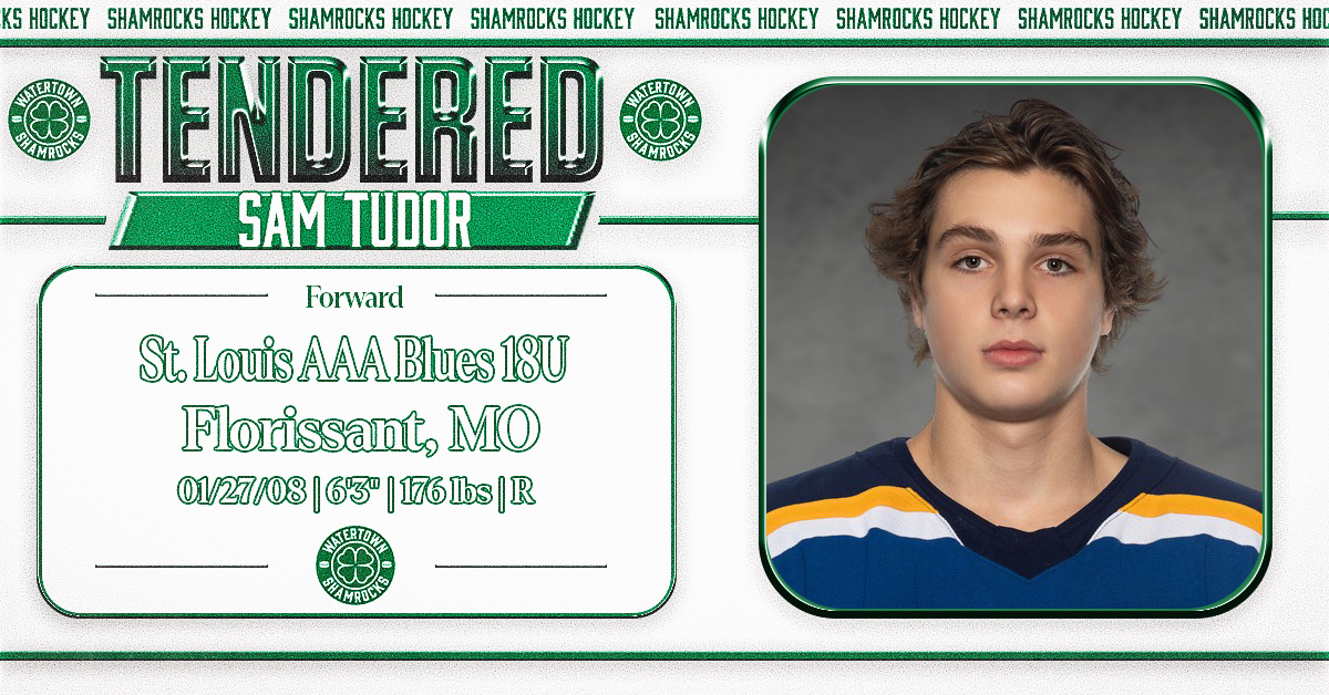 Sam Tutor Jr Watertown Signs Sam Tudor to Tender Agreement - Watertown Shamrocks